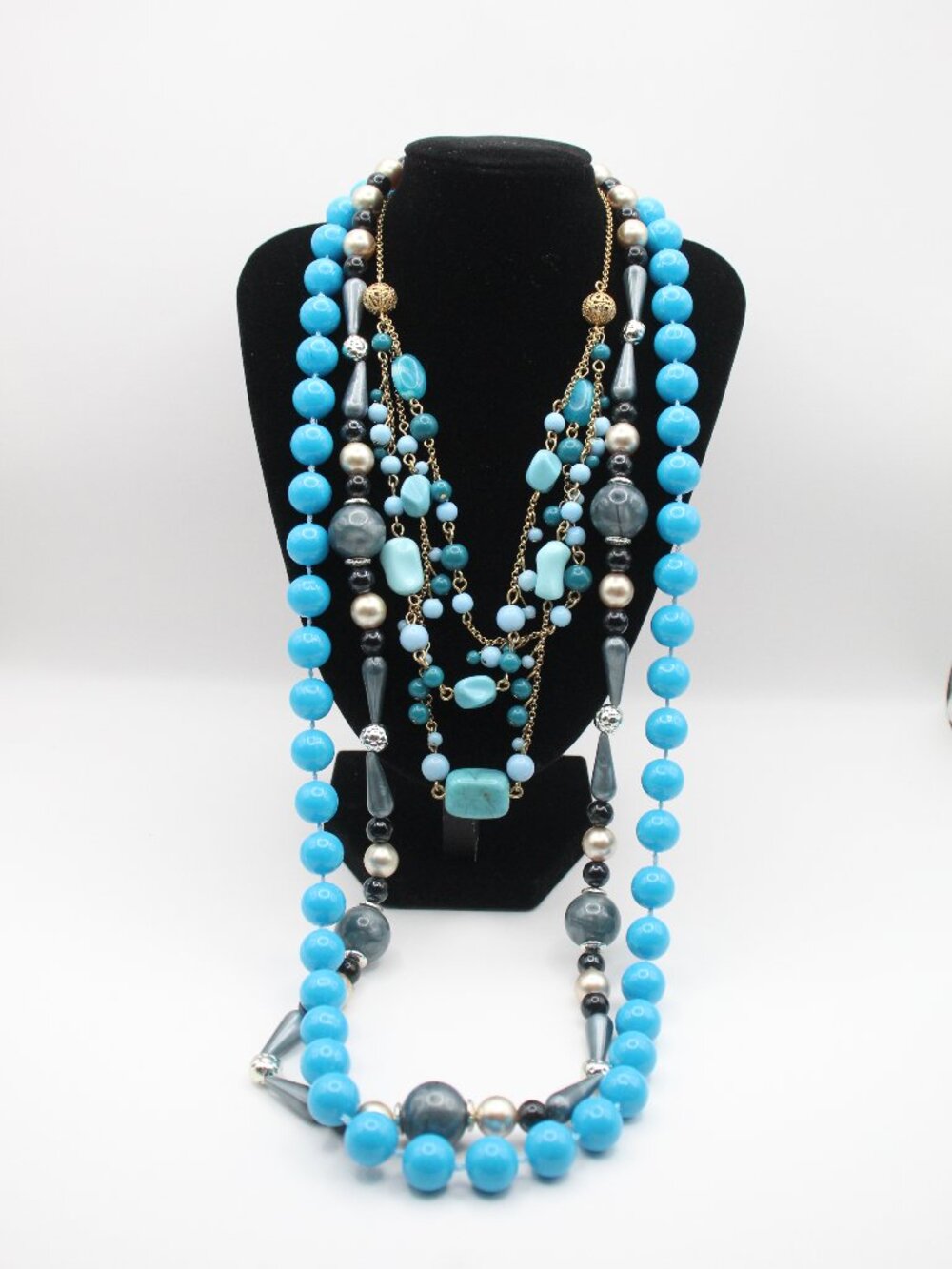 3 Stacking Necklaces Avon Beaded Vintage Multi Strand Bib